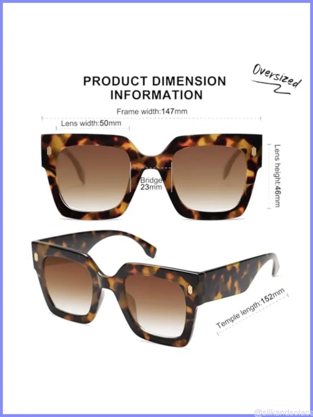 Oversized Square UV400 Sunglasses Full Frame Fashion Shades